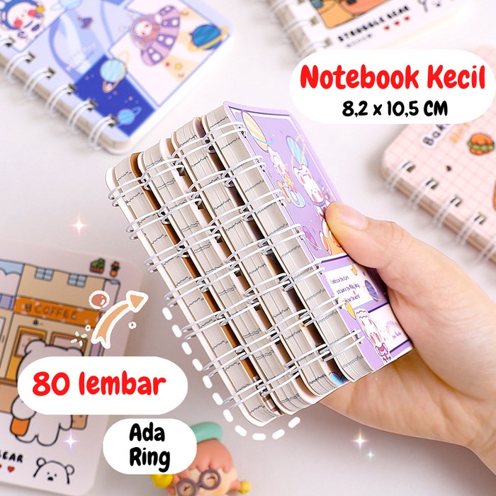 Notebook Ring Motif Buku Memo Mini Kecil Lucu ST0008