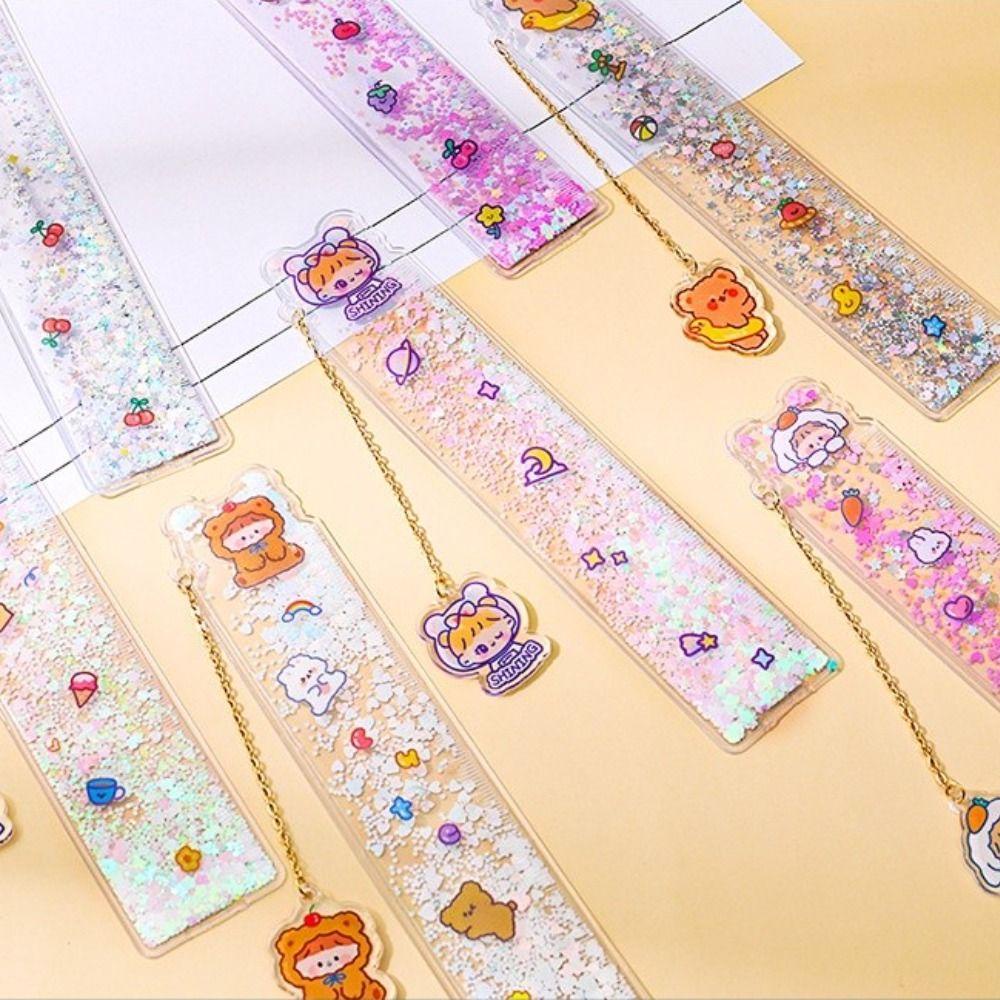 Lanfy Pasir Hisap Bookmark Penggaris Kawaii INS Alat Tulis Siswa Kantor Bear Dividing Ruler