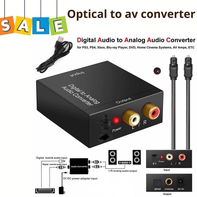 CONVERTER OPTICAL TO AV RCA DIGITAL AUDIO TO ANALOG AUDIO CONVERTER FREE kabel optical