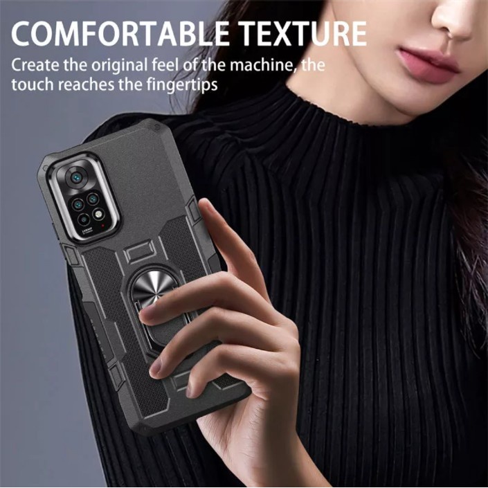 Case Armor XIAOMI REDMI NOTE 11 Iring Cincin Magnetic Kesing Hp Protect kamera Premium Hard Case Standing Robot Pelindung Kamera