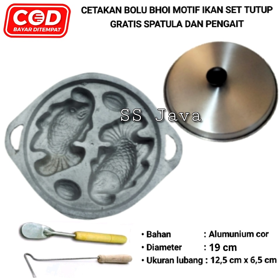 Cetakan kue bolu bhoi khas aceh motif ikan / loyang bolu kering bolu bhoi motif ikan isi 2 lubang se