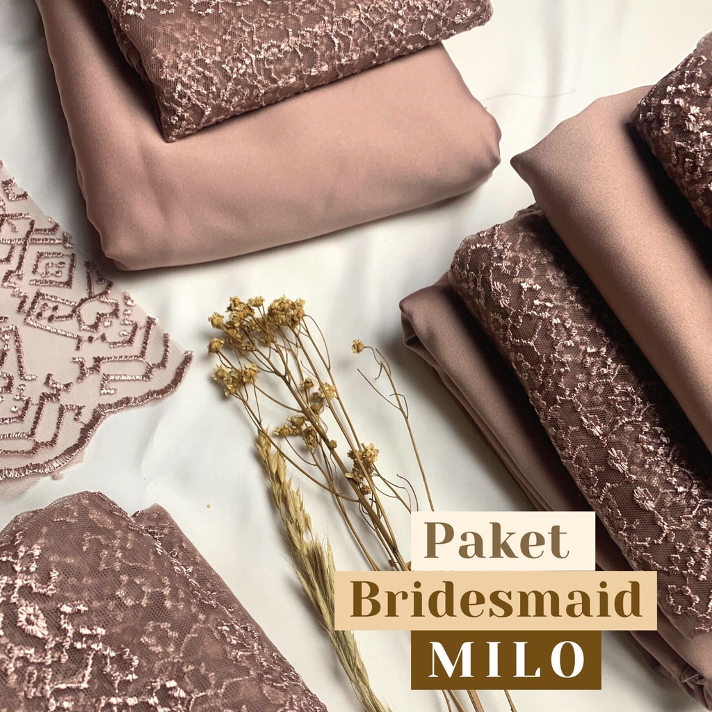 Paket Kain BRIDESMAID PREMIUM // Lamaran // Seragaman Keluarga // Wisuda Lengkap Satin Kebaya Brokat Warna Milo