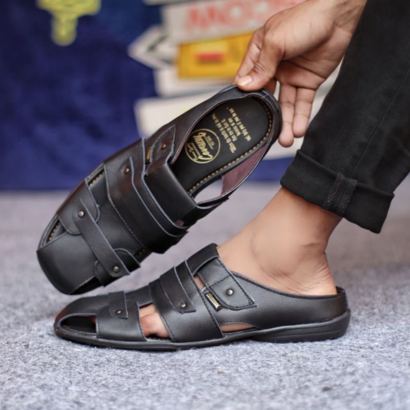 ENOZ X KIWARI - Sepatu Sandal Slop Bustong Kulit sapi asli Sepatu Sendal original Handmade Pria Laki Cowok Dewasa Murah Promo Harga Terjangkau