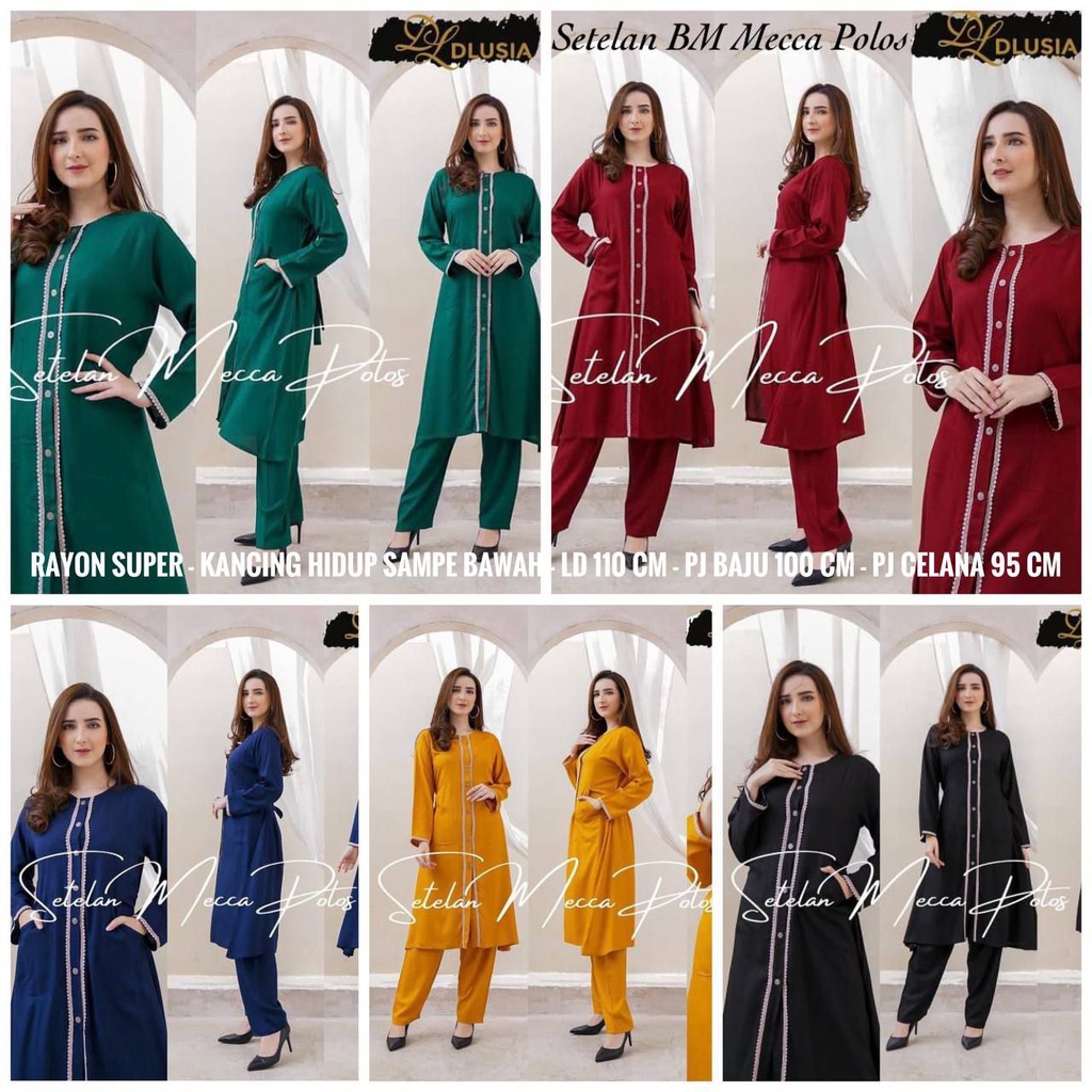 Setelan Wanita Tunik Celana Panjang One Set Rayon Fashion Muslim