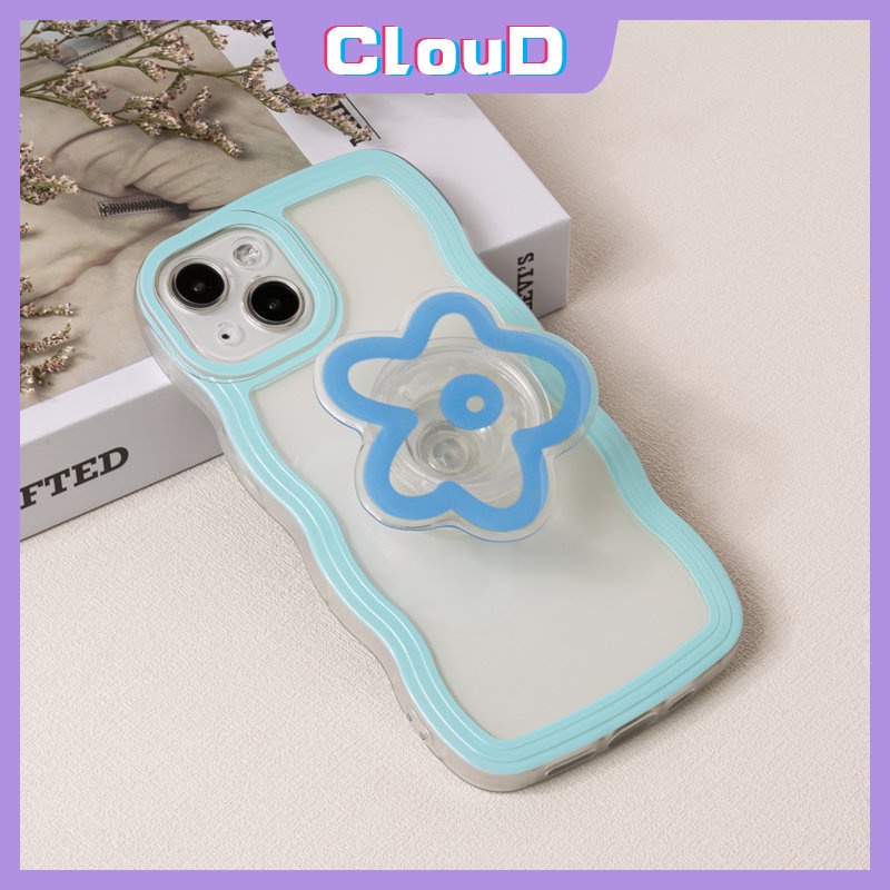 IPHONE Casing Tpu Lembut Transparan Tepi Bergelombang Kompatibel Untuk Iphone11 13 12 14 Pro Max7 8 6s 14 6 Plus X XR XS Max SE 2020bunga Airbag Bracket Permen Warna Telepon Cvoer