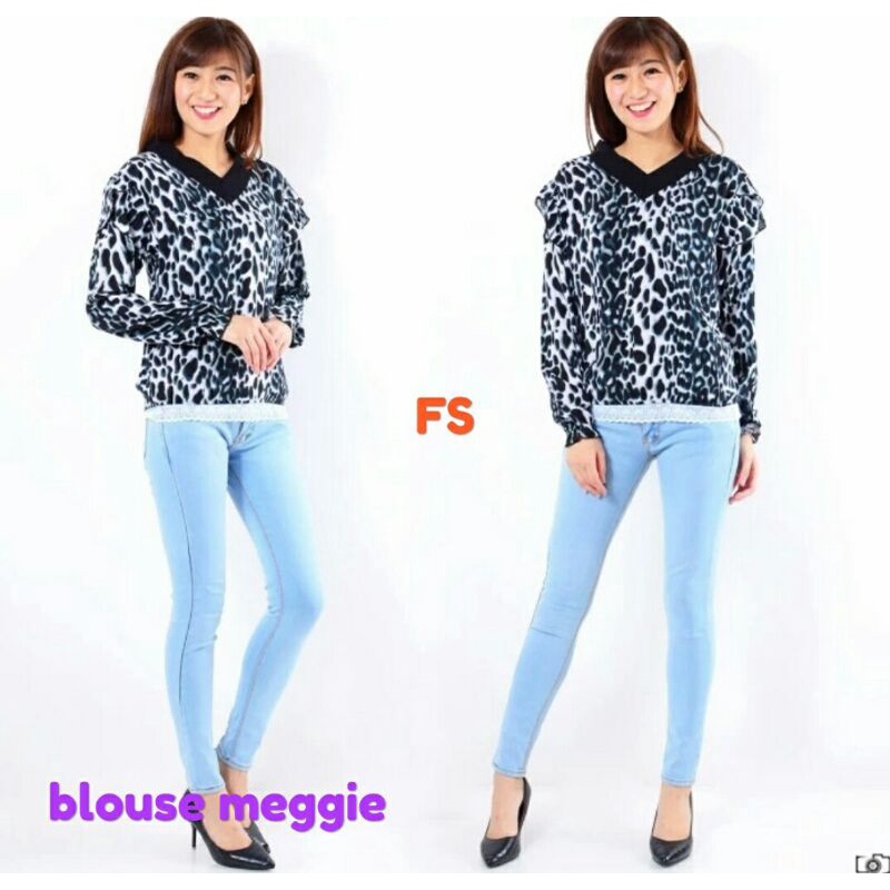 blouse/blus/atasan wanita/kemeja/leopard blouse