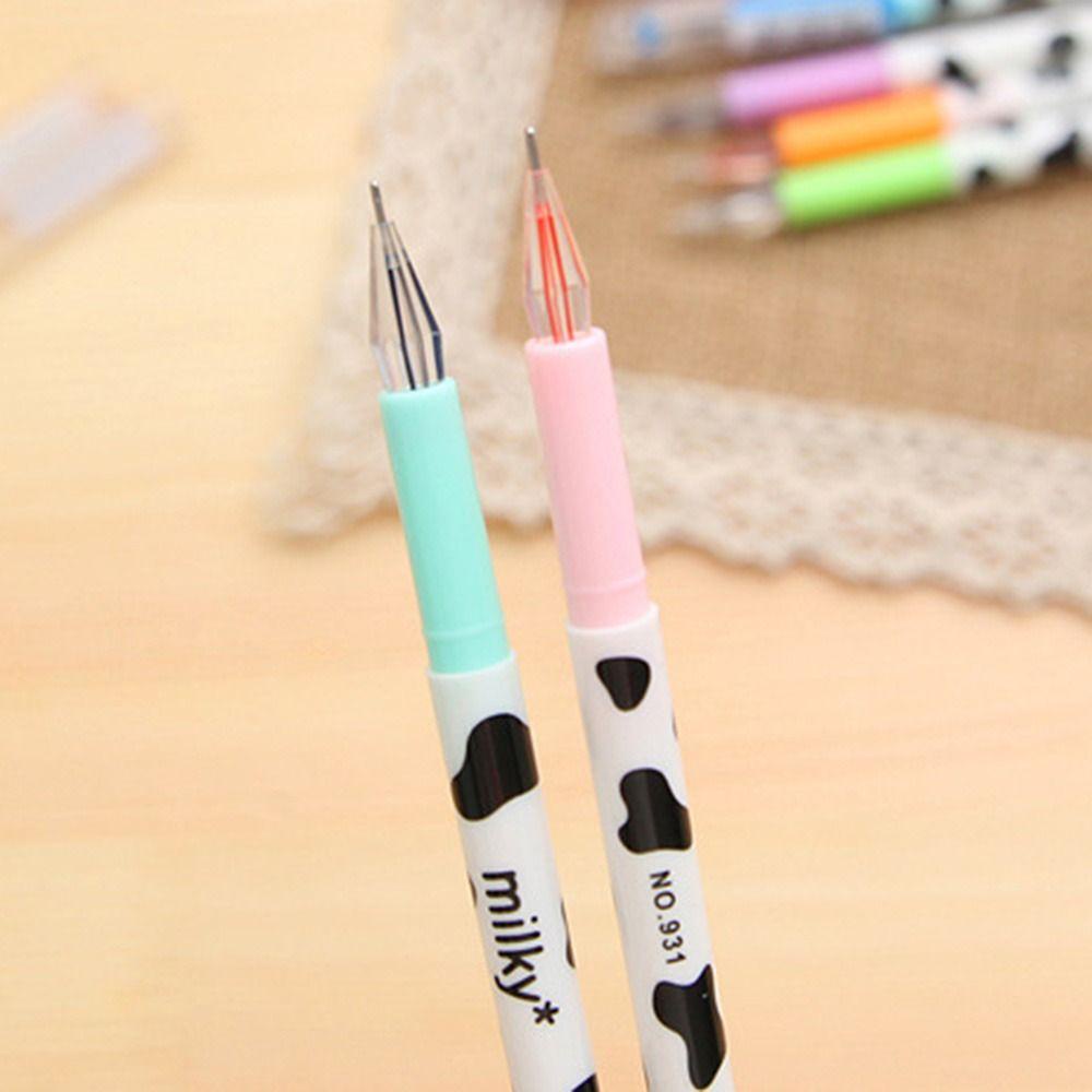 Populer 12warna/Set Gel Pen Alat Tulis Pola Sapi Siswa Hadiah Pena Tip Berlian