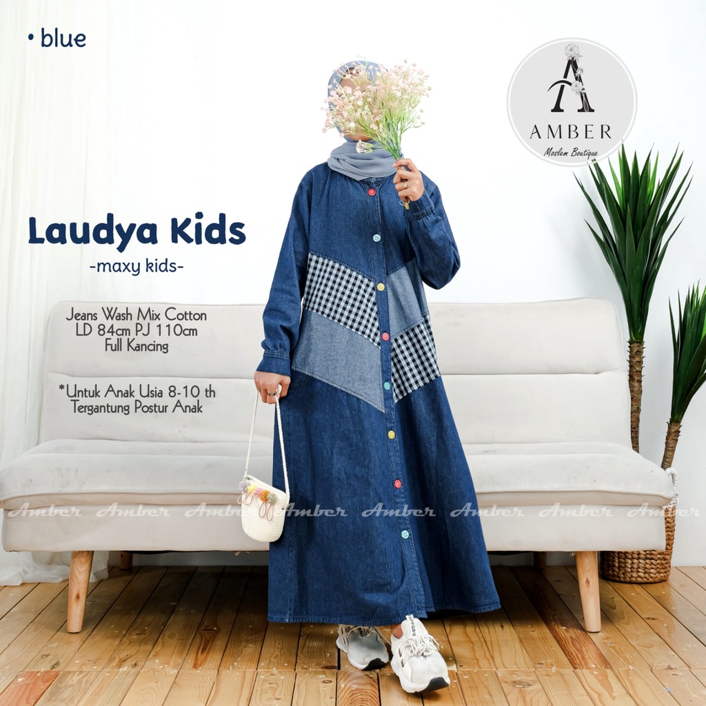 LAUDYA GAMIS MAXY JEANS ANAK UMUR 8 sampai 10 TAHUN JEANS PREMIUM ADEM LEMBUT  MUSLIM ANAK PEREMPUAN