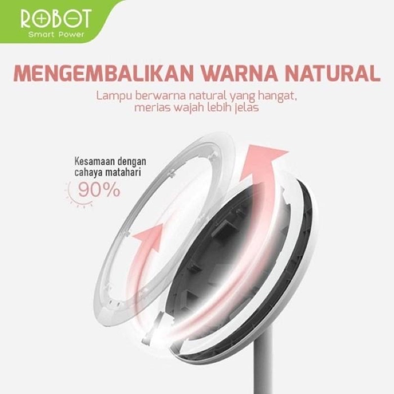 (ROBOT RM01) KACA MAKE UP LAMPU LED SMART TOUCH Live beauty make'up ring light Double Mirror multi purpose desktop lamp