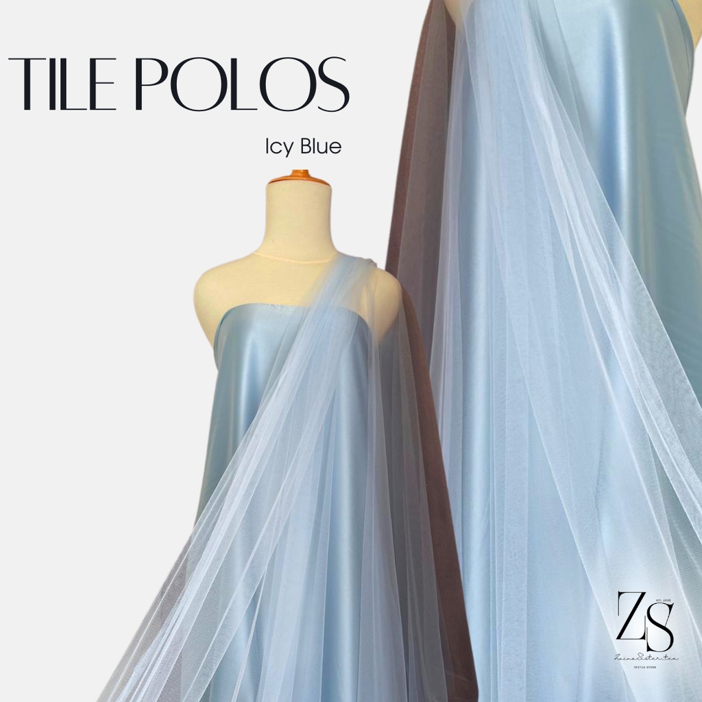 Kain Soft Tile Tulle Halus Polos Warna Biru Muda Baby Blue Icy