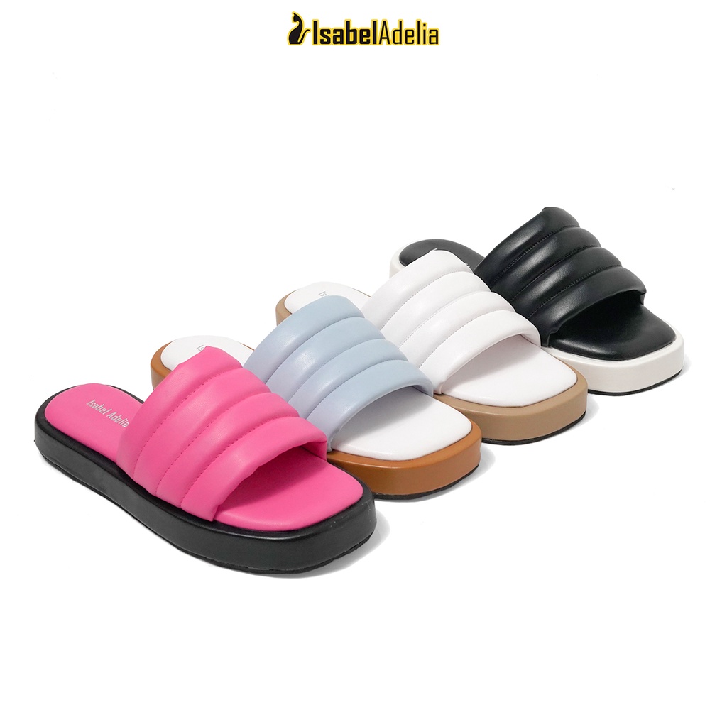 Isabel Adelia Sendal ALTO Sandal Slop Wanita Hitam Putih Fuschia Biru