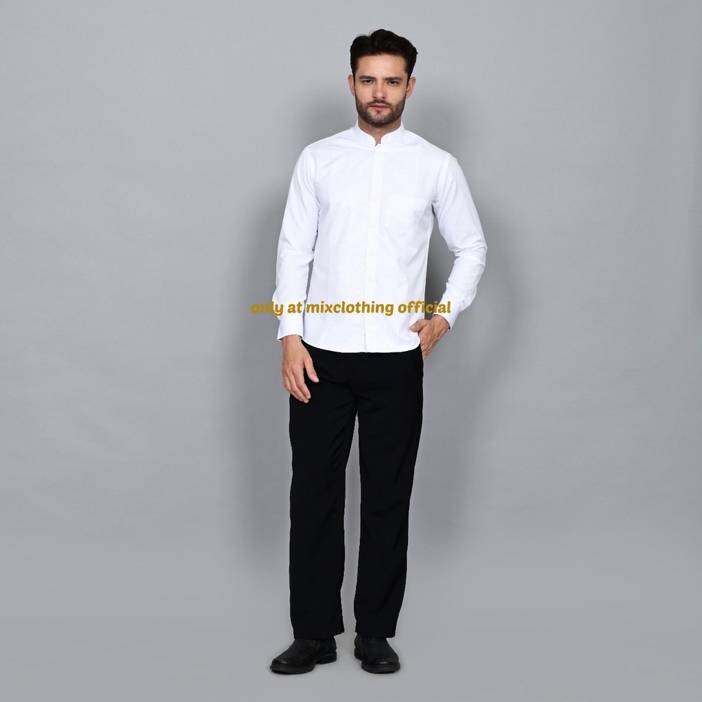 Timofey Koko Fashion Lengan Panjang Slim Fit Baju Muslim Pria Clear White