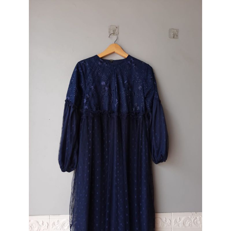 GAMIS PRINCESS TILE DOT WARNA BIRU NAVY UKURAN M L XL / SERAGAM BRIDESMAIDS / BAJU KONDANGAN