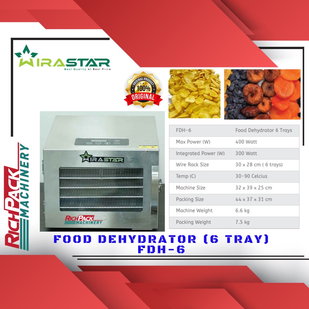 Wirastar FDH-6 Food Dehydrator Mesin Kripik Pengering Bahan Makanan
