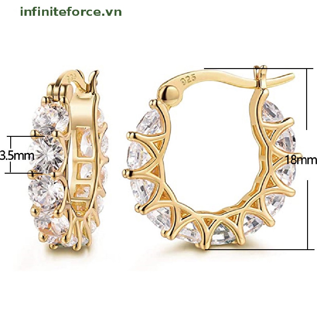 [INVN] Fashion Anting Hoop Lingkaran Berlian Imitasi Cubic Zirconia Untuk Wanita Hadiah Perhiasan Pesta Pernikahan [VN]