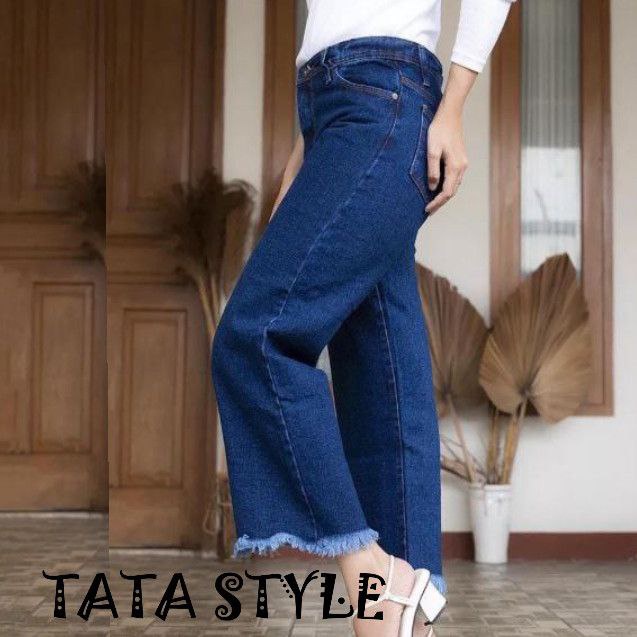 KULOT JEANS HIGHTWAIST/KULOT JEANS CELANA PANJANG WANITA/JEANS WANITA/KULOT JEANS RAWIS