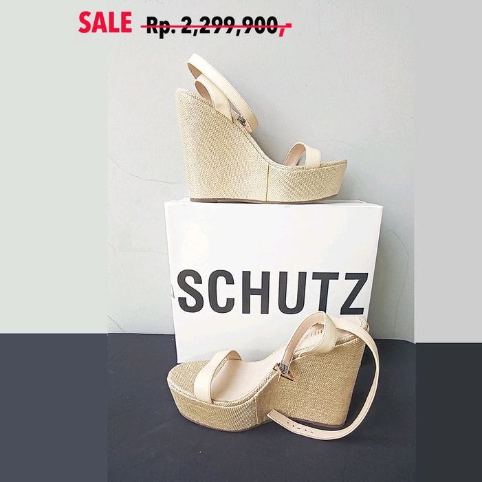 Original SCHUTZ Cream Wedges Selop Sendal Hai 41