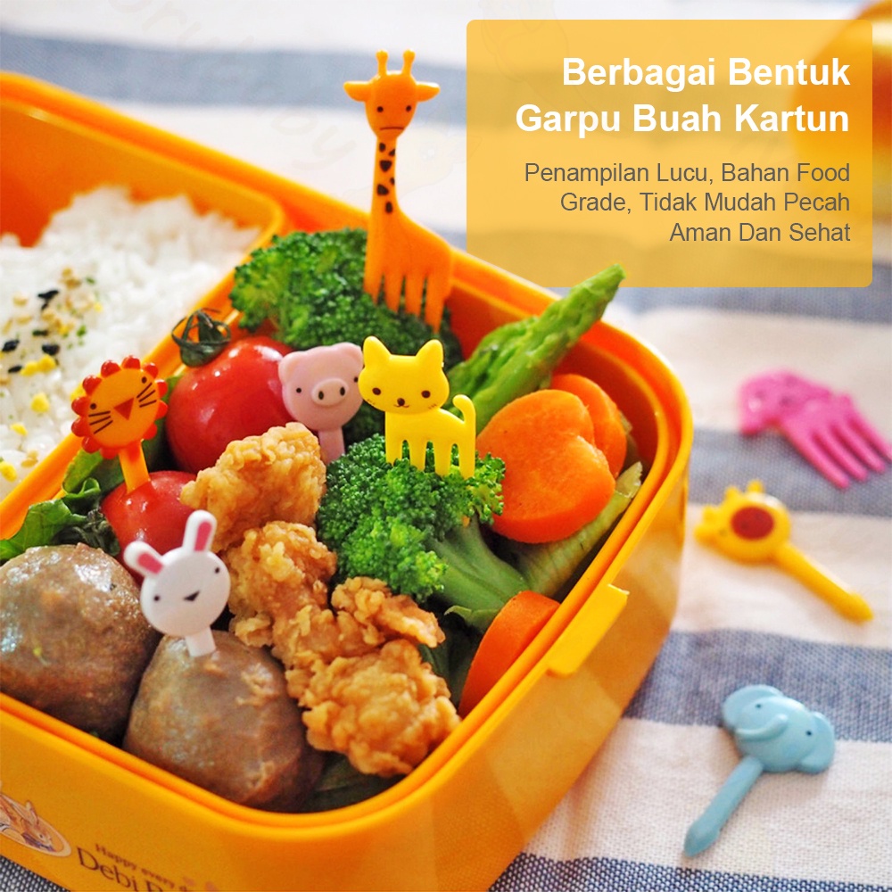 Ivorybaby Garpu buah set Garpu tusukan bento buah kartun Garpu ulang tahun