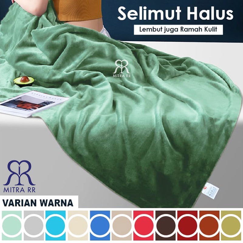 Selimut Polos Ukuran 150x200 / 180x200 cm | Selimut Ivoria | Selimut Livia Halus Lembut