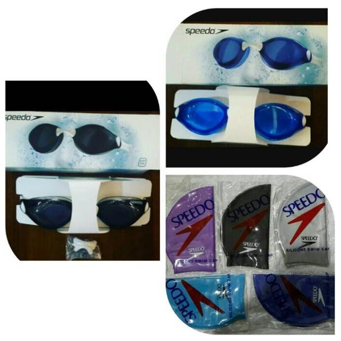 kacamata renang speedo original aquapluse + topi renang