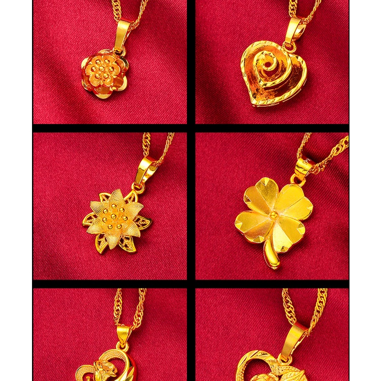 Goldkingdom Fashion Perhiasan Emas Asli Kadar 375 Bangkok Aksesoris Ready Stock Gilt Transfer Beads Liontin Perempuan Multi Sempoa Kacang Kalung Rantai Air