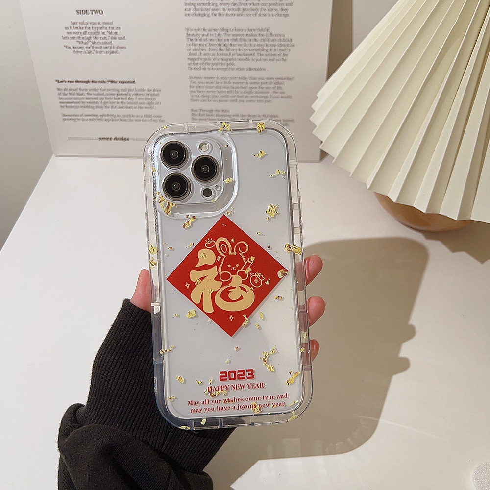 IPHONE 2023tahun Baru Cina Lucu Rejeki Kelinci Kartun Silikon Case Untuk Iphone14 11 12 13 PRO MAX Casing Cover Pelindung