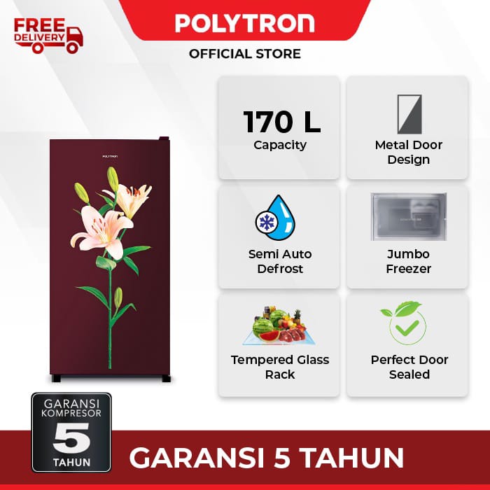 POLYTRON Kulkas 1 pintu 170 Liter PRB 177