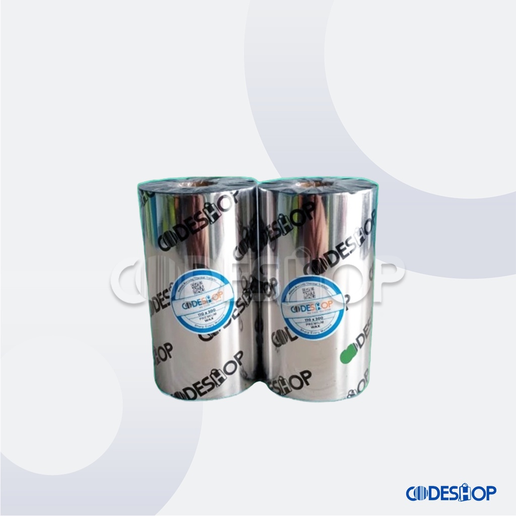 Ribbon Premium Wax CODESHOP 110x300M Pita Printer Barcode 110x300M