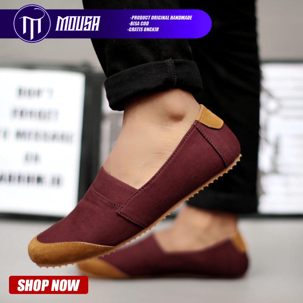 Sepatu Slip On Pria Casual Original Santai Gaya Keren Kekinian Original Murah Terlaris Mousa Manji