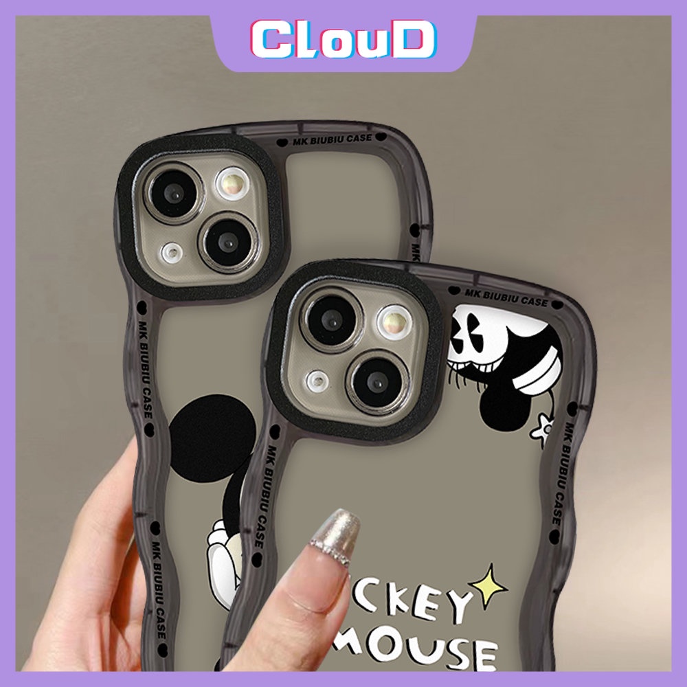 Couple Case OPPO A17 A16 A55 A17K A77 A3s A12 A76 A77s A96 A15 A95 A5 A7 A9 A74 A52 A5s A1k A54 A57 A53 A16s A16K Reno 7Z 8 7 8Z 6 Lucu Disney Mickey Mouse Wavy Edge Soft Sarung