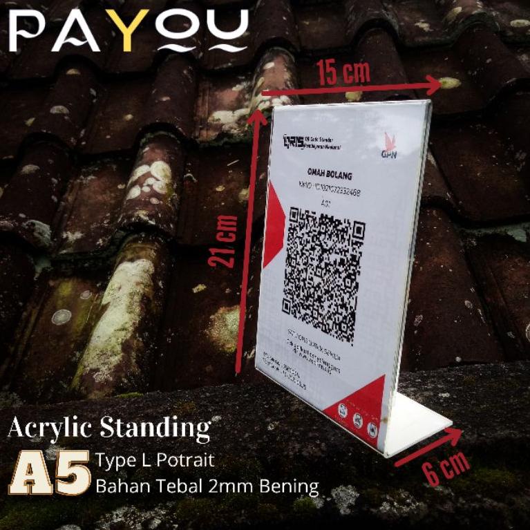 

[U-C4C][♥] Acrylic Standing A5 Type L Potrait/ Tempat QRIS/ Brosur/ Menu super keren