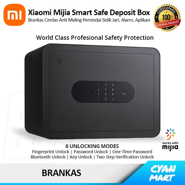 Bgn Brankas Safety Xiaomi Mijia Smart Safe Deposit Box Fingerprint Alarm