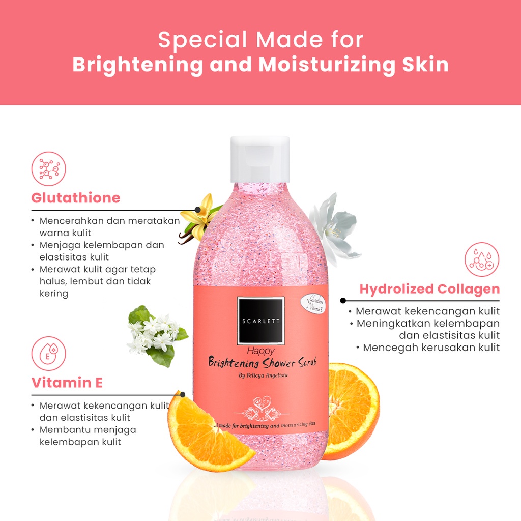 Scarlett Whitening Happy Series Body Lotion Cream Serum Shower Scrub Lulur Sabun Mandi BPOM