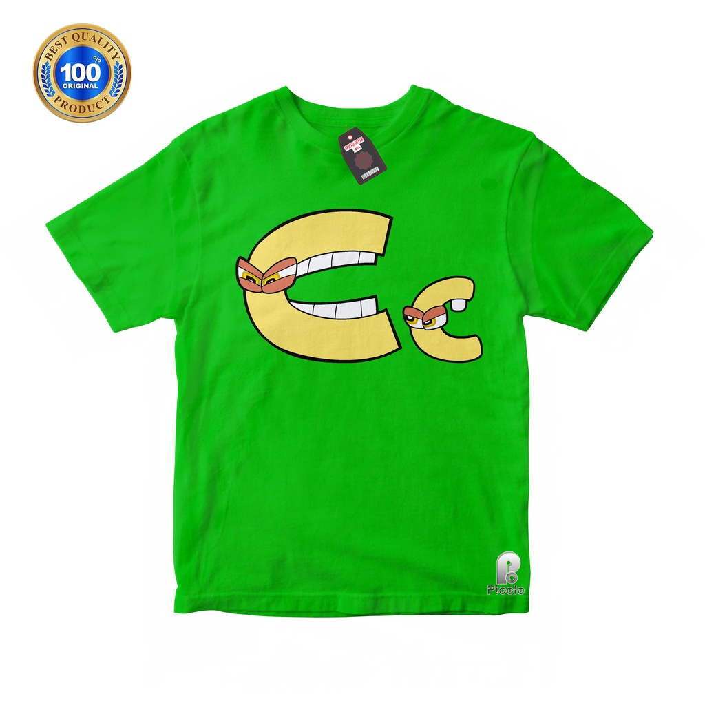 BAJU ANAK KAOS ATASAN ANAK HURUF C ALPHABET LORE UNISEX Bahan COTTUN (FREE NAMA)