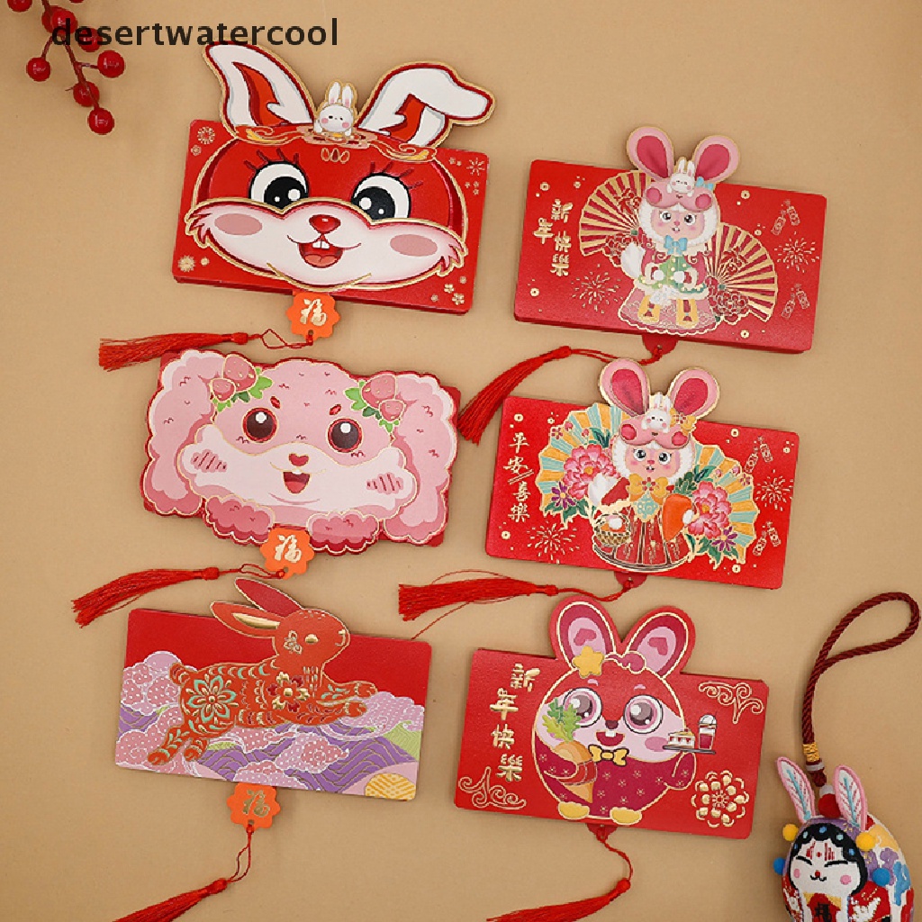 Deid Maskot Imlek Zodiak Kartun Kelinci Merah Packet 3D Lipat Amplop Merah2023Musim Semi Festival Hongbao Dekorasi Pesta Ulang Tahun Martijn