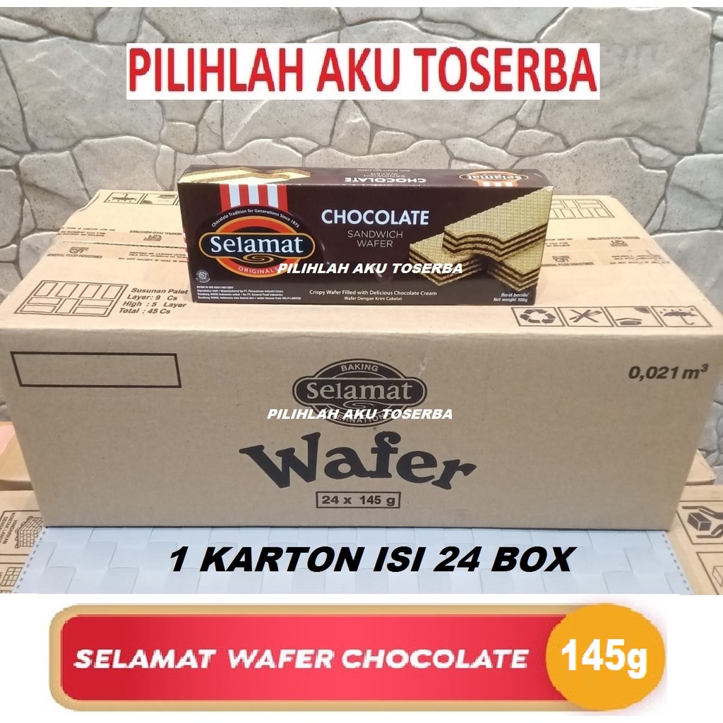 Selamat Wafer CHOCOLATE / COKLAT 145 g - (HARGA 1 KARTON ISI 24)