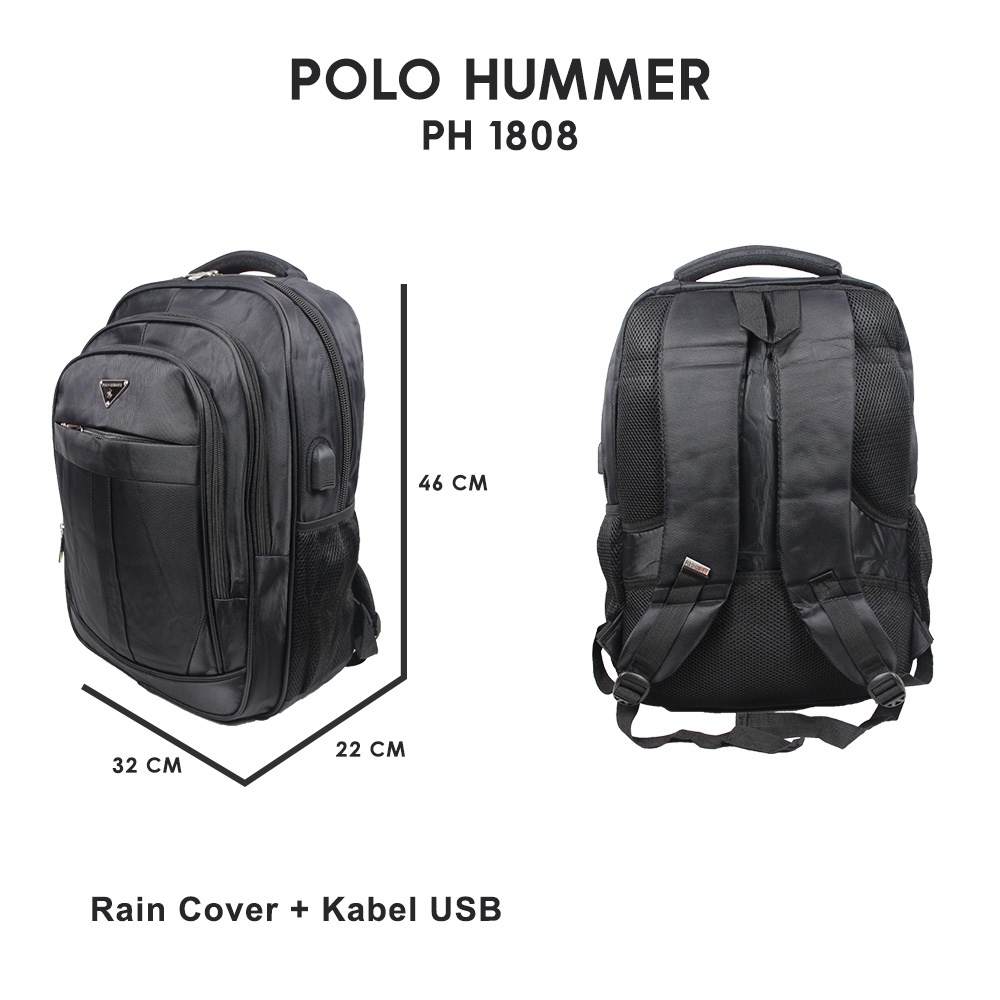 Tas Ransel Laptop Pria Backpack Import Polo Hummer 1808