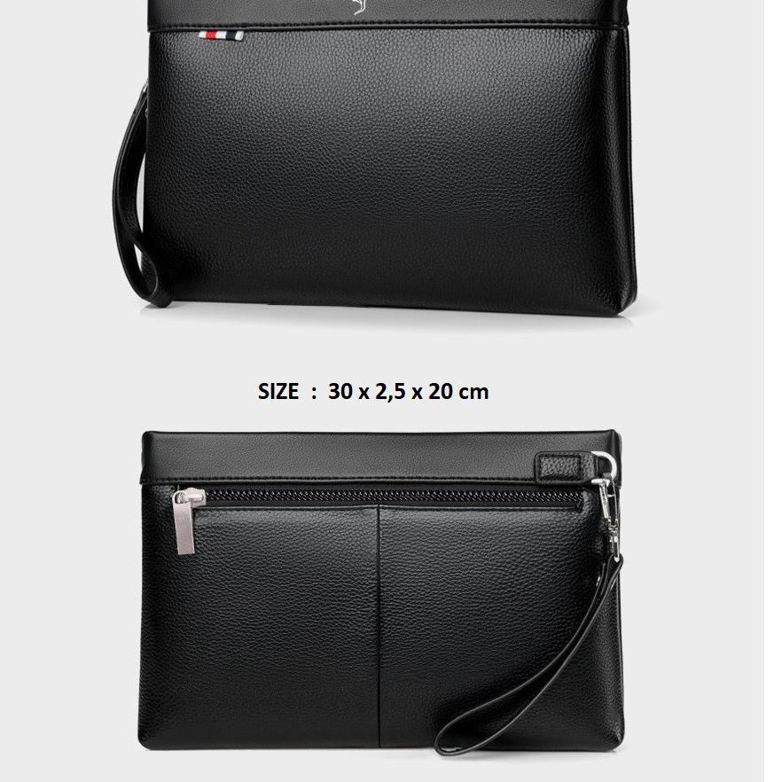 LPS Tas Tangan Dompet Bisnis Pria Cowok Business Clutch Kulit PU Leather Handbag Handphone HP Smartphone Kasual Model Elegan Casual Laki Laki Cewek Wanita Perempuan Pesta Original Murah Import Premium Baru Hitam Mewah Keren Korea Tali Gratis Mewah Gucci (
