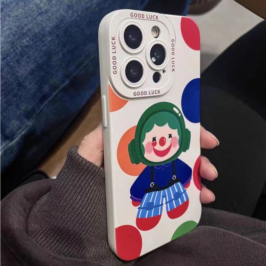 IPHONE Ins Motif Badut Cocok Untuk Iphone14 14pro 14Plus 14prm Iphone13 13pro 13prm Iphone11 7Plus 8Plus Xr XS 12 Pro Max Empat Sudut Casing Ponsel Tahan Guncangan