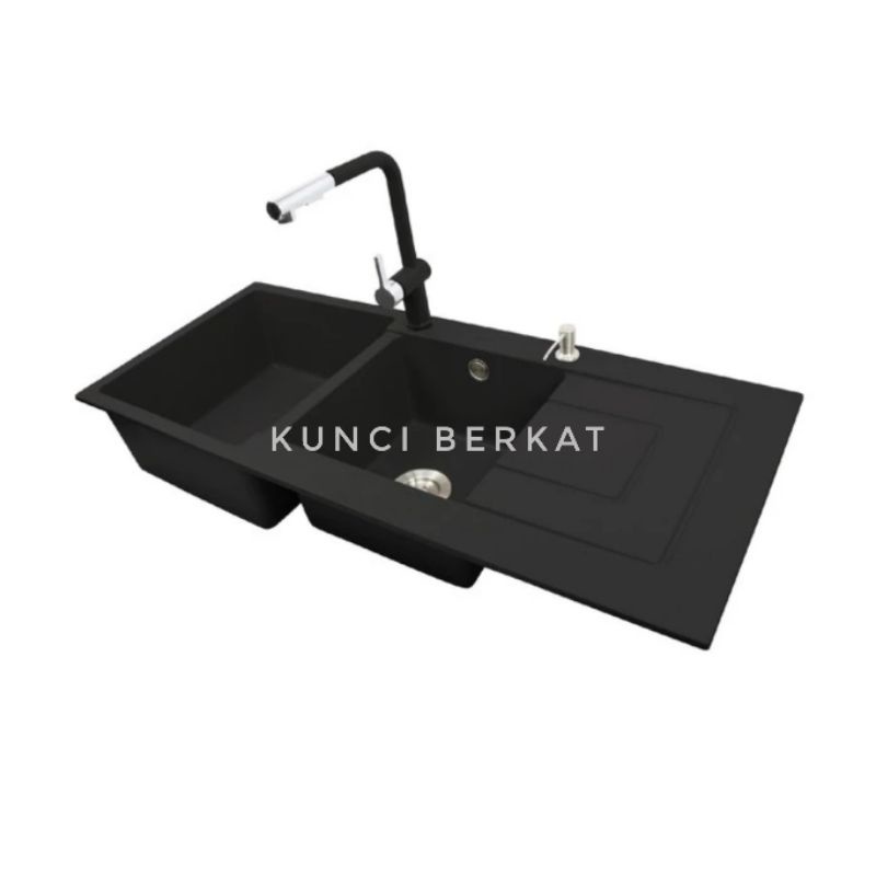 Bak Cuci Piring Granite 2 Lubang 1 Sayap 11650/Kitchen Sink Granit