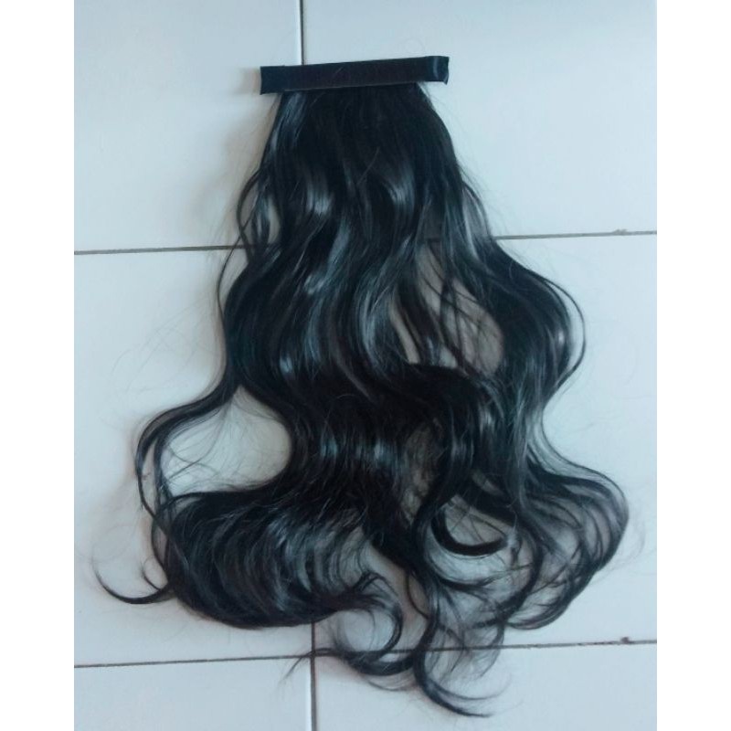 hair clip 3 layer lurus/ curly keriting, rambut sintetik extension