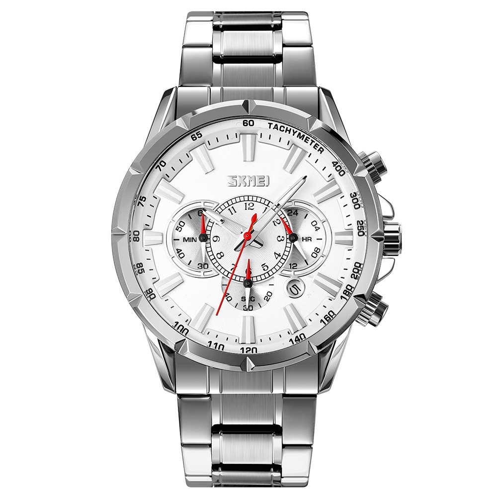 SKMEI Jam Tangan Pria Analog Chronograph Stainless Steel Wristwatch - 9241