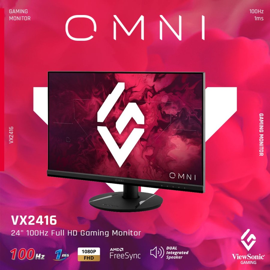 [+palet kayu] Monitor Gaming ViewSonic VX2416 24&quot; IPS FHD 100Hz 1ms HDMI DP Speaker