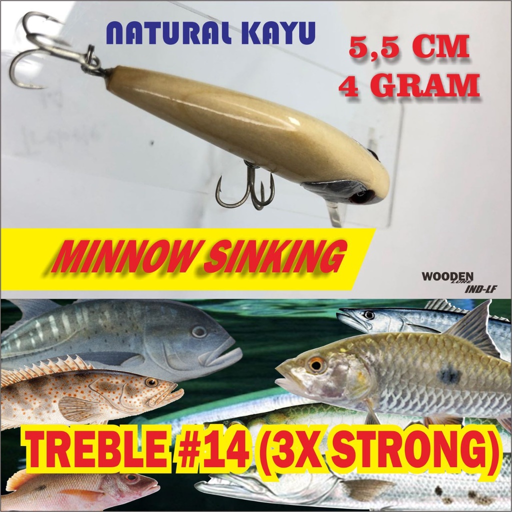 Minnow Sinking Natural Kayu 4 Gram 5,5 Cm