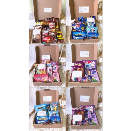

HAMPERS SNACK MURAH GIFT BOX READY BANYAK WARNA BISA REQUEST