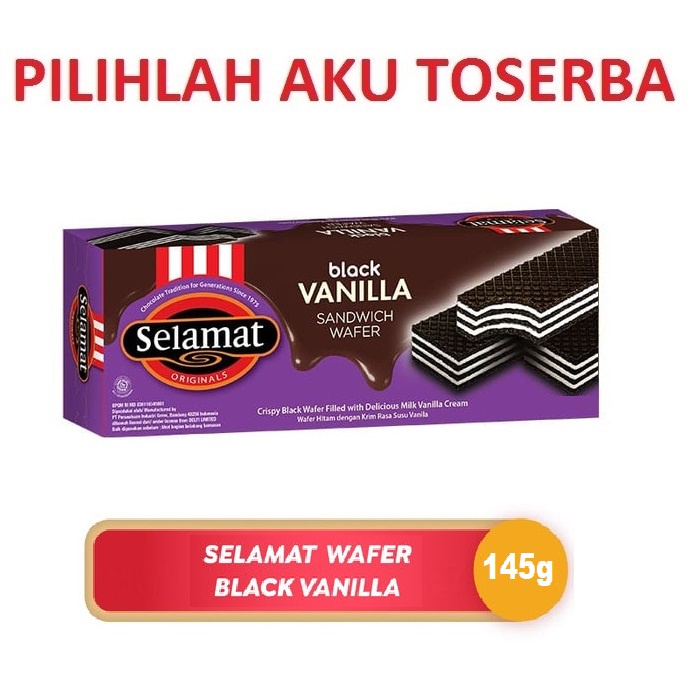 Selamat Wafer BLACK VANILLA 145 g - (HARGA 1 KARTON ISI 24)