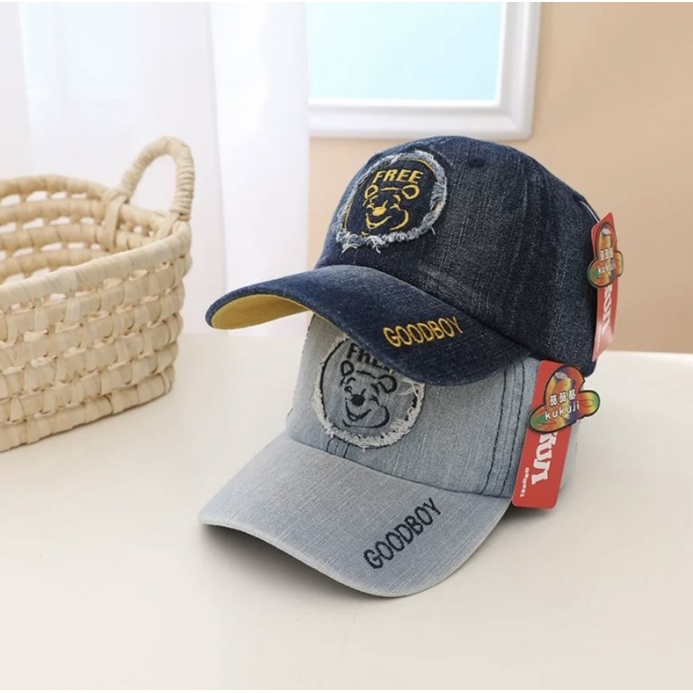 Topi Denim Pooh Good Boy 1-4 Tahun Topi Goodboy Fashion Anak Unisex Kekinian CBKS VC