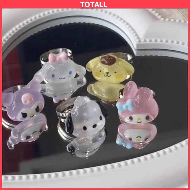 COD Cinnamoroll Anjing Kulomi Cincin Resin Lucu Girly Pasangan Saudara Perempuan Pembuka Pacar Kartun Untuk Pasangan Murah-Totall