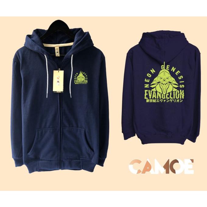 Jacket Anime Neon Genesis Evangelion Japan Sweater Hoodie Pria Bahan Fleece Sablon Polyflex Zipper R