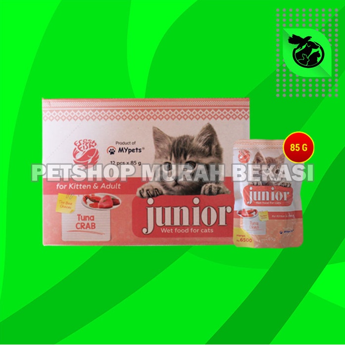 Makanan Kucing Junior Wet Food Pouch 85 Gram Grosir Dus isi 12 Pcs